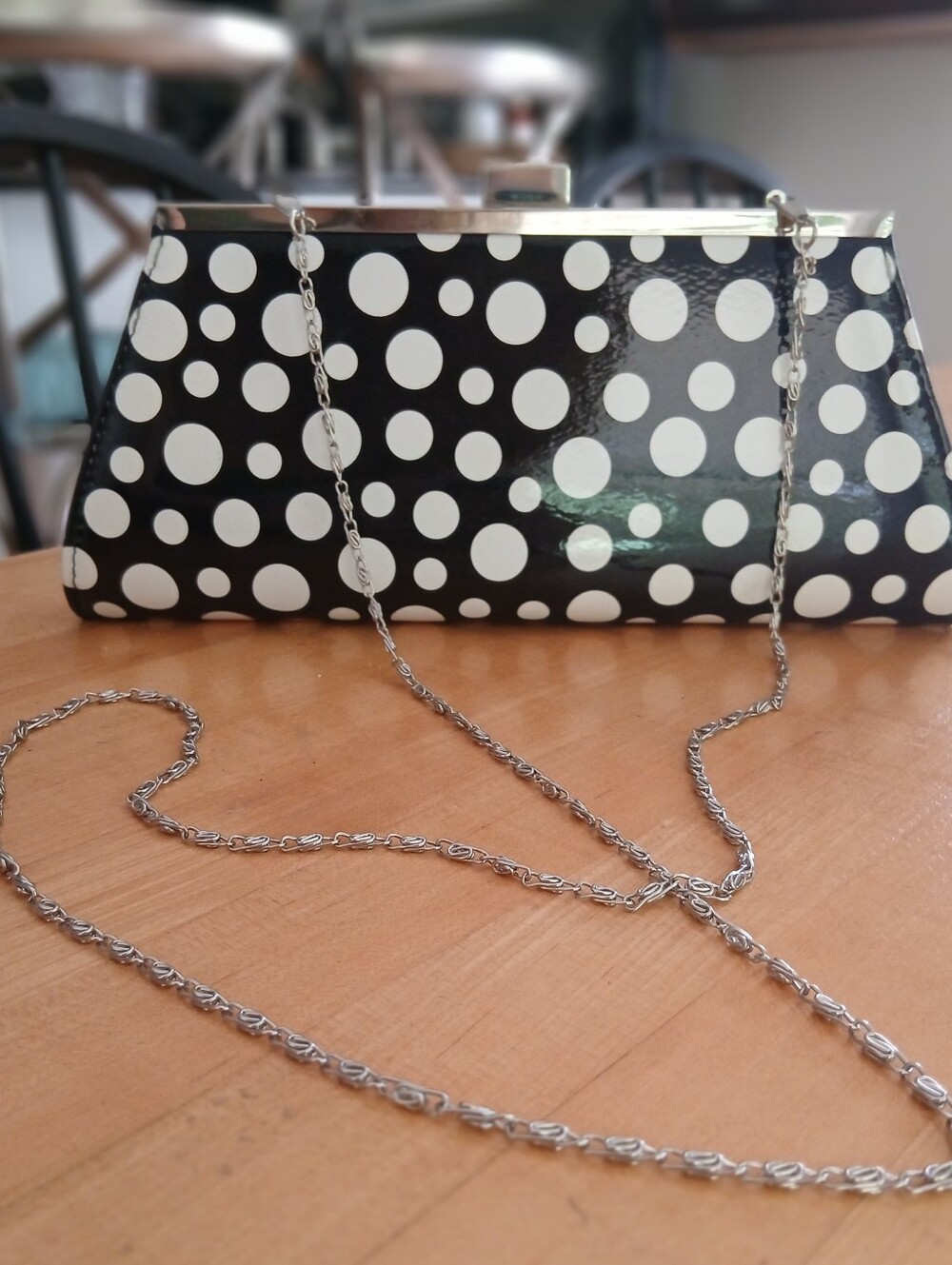 Neiman Marcus Patent Polka Dot Clutch - Picture 4 of 8
